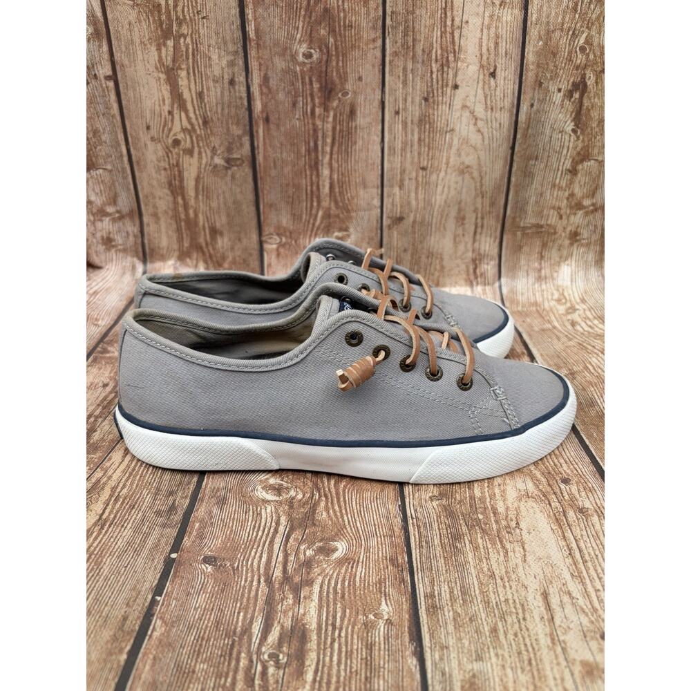 Sperry Top-Sider Women's Gray Canvas Low Top Lace-Up Sneakers Rubber Sole sz 7
